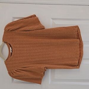 Roolee size S light burnt orange knit flutter sleeve blouse